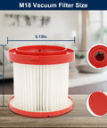 Milwaukee M18 Vacuum Filter 49 90 1900 Replacement Two Pack for Wet Dry Cordless Vacuums size dimensions