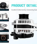 Direct Fit Replacement Alternator For Honda Odyssey 3.5L 2004 To 2008, Pilot 3.5L 2005 To 2008 showing product details and features