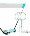 Badminton Set With Net And Portable Storage Box Includes Four Rackets And Four Shuttlecocks Ideal For Backyard Bash And Outdoor Yard Games