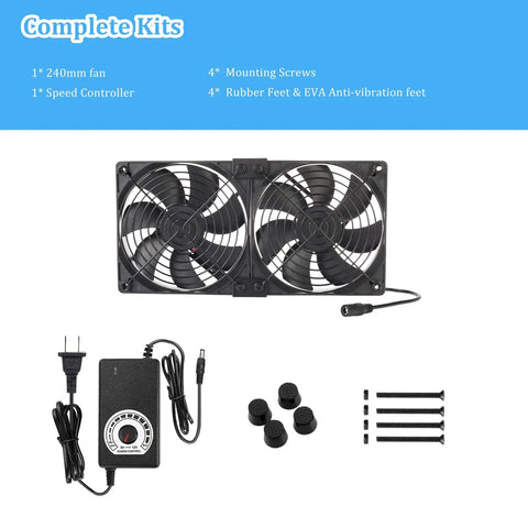 Beefy Airflow Dual 120mm and 240mm AC Computer Fan with variable speed for mining rigs, server chassis, and workstation cooling