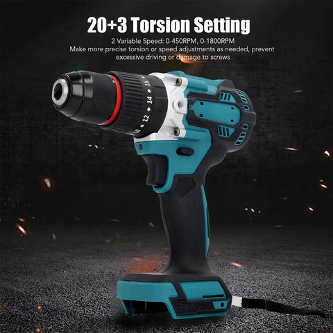 Heavy Duty Cordless Drill Featuring 140Nm Of Badass Rock Solid Torque And Dual Speed Gears And Slick Impact Tool For Drywall Repairs And Outdoor Woodworking Jobs With Built In Led Spotlight with variable speed settings.