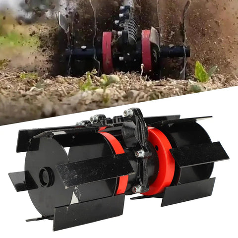 Nine Teeth Disc Harrow For Grass Mower Tiller Scarifier Attachments, Heavy Duty Universal Disc Plow Harrow in action, 26mm Shaft