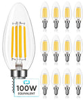 12 Pack Candelabra LED Light Bulbs 100 Watt Equivalent With 800 Lumens 3000K Soft White Dimmable Torpedo B11 Bulbs E12 Base