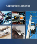 Image showing various application scenarios for the Pocket Thermal Camera with 160x120 Infrared Resolution, including electrical work and HVAC inspection.