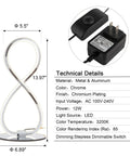 Eight Shape Spiral Led Table Lamp With Stepless Dimmable Brightness shown with dimensions and technical details.