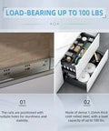 Tough As Nails Undermount Drawer Slides 6 Pair Soft Close 9 Inch Full Extension Ball Bearing Solid 80 Lb Load Capacity Hidden Bottom Runners With Dead Simple Mount Brackets For Kitchen Cabinet Makeovers showing sturdy rails for stability.