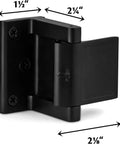 Door Lock Reinforcer For In Swinging Doors, Privacy Latch, heavy duty home security lock, iron black finish, dimensions shown