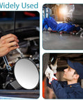 Using Telescoping Circular Inspection Mirror With Flexible Shaft 360 Degree Rotation Round Mirror Extended Handle 4 Inch Diameter for car maintenance