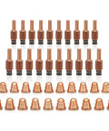 20Pcs Electrode And 20Pcs FineCut Tip Nozzle Set For Powermax 65 85 105 Plasma Cutter Hand And Machine Torch, displayed on white background