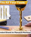 Pro Grade Heavy Duty Metalworking Kit With M6 X 1 Spiral Point Tap And 5mm Twist Drill Bit Set drilling wood surface