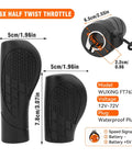 Half Twist Ebike Throttle Right Handle With Waterproof Plug For MTB Conversion Kit, Thumb Throttle Controller For 12V-72V E-Bikes, dimensions and plug details visible in image
