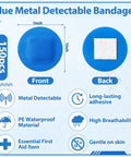 Image showing Blue Metal Detectable Bandages For Food Service, 150 Count Waterproof Adhesive Patches With Nonstick Pad, Latex Free