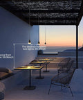 Low Voltage Outdoor Pendant Lights Pack Of 4, 12V LED Hanging Tree Lights for gazebo with measurements at sunset