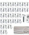 30 Pack Wall Mount Clip Brackets For Wire Shelving Ships Complete With Screws And Drywall Anchors Durable plastic hooks with screws and drywall anchors.
