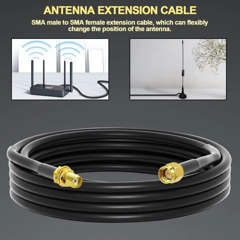 Coiled 15Ft RG58 SMA Extension Cable Male To Female 50 Ohm Low Loss Coaxial RF Pro Grade Jumper For Ham Radio And Two Way Radios
