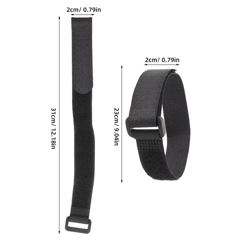 No Tools Required 30pcs Sectional Sofa Connector Straps With Hook And Loop Fasteners, black nylon, dimensions labeled