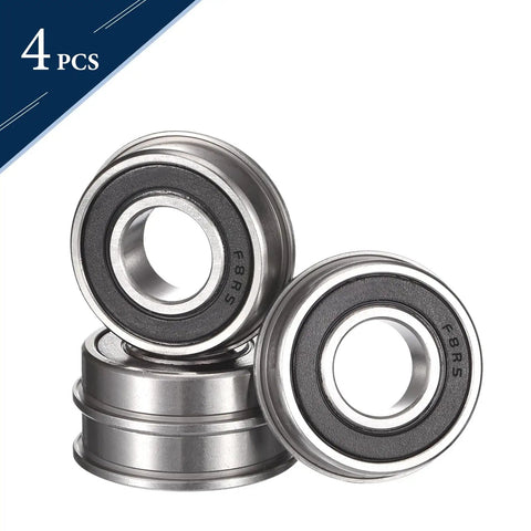 4 pcs Flanged Ball Bearing Set Of Four, Half Inch ID, One And One Eighth OD, Five Sixteenth Width, Deep Groove, Rubber Sealed On Both Sides, Pre Lubricated Chrome Steel GCr15 Miniature Bearings, Great For Hobby Robotics And RC Gear