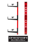Beefy Six Arm Cantilever Wall Mount Rack For Wood, Lumber Or Pipe Storage, profile view showing three 10-inch arms