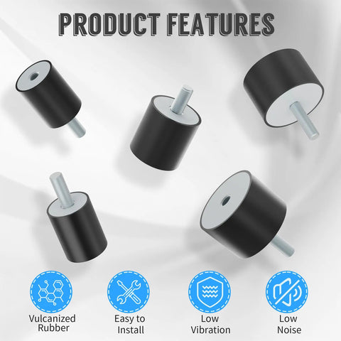 Heavy Duty M5 Rubber Shock Mounts 4 Pack Male Female Vibration Dampening Isolators For Shop Projects And Daily Rigs 15Mm Square Profile mounted in workspace.