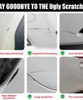 Image showing various types of scratches that can be repaired using the Acura Platinum White Pearl NH883P Touch Up Paint Kit on vehicle surfaces.