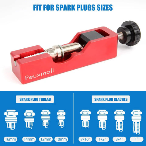 Dope Spark Plug Gap Tool With 32 Blade Steel Feeler Gauge For Precise Gaps, Universal 10mm To 16mm Spark Plugs, red handle