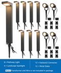 Low Voltage Landscape Lighting Kit With 8 Path Lights And 4 Spotlights 3000K Outdoor Waterproof Pathway And Garden Lights