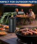 Propane Kitchen Torch Head With Adjustable Flame For Cooking, BBQ, Sous Vide, And Steak Searing beside a grill