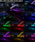 Acrylic Interior Car LED Strip Lights Kit RGB 6 In 1 With Wireless App Control in various colors inside car