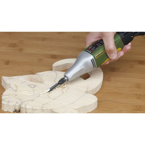 Person using Heavy Duty Die Cast Aluminum Power Carver With Fiberglass Reinforced Polyamide Housing And Precision Gearbox on wood carving