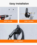 Wall Mount EV Fast Charger Holder And Cable Stow Bracket Heavy Duty Sae J1772 Charging Dock installation steps on wall.