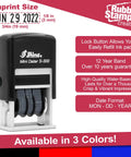 Top Notch Heavy Duty Self Inking Date Stamp Red Month Day Year Format Featuring Quick Swap Internal Pad And Simple Adjustment Dial for paperwork.