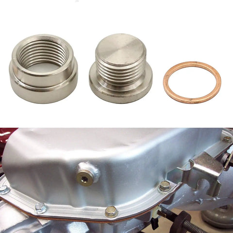 12mm Transmission Drain Plug Kit Weld-In Bung And Stainless Steel Plug With Washer For Oil Pan Sump Drain Fittings M12 X 1.25 Thread