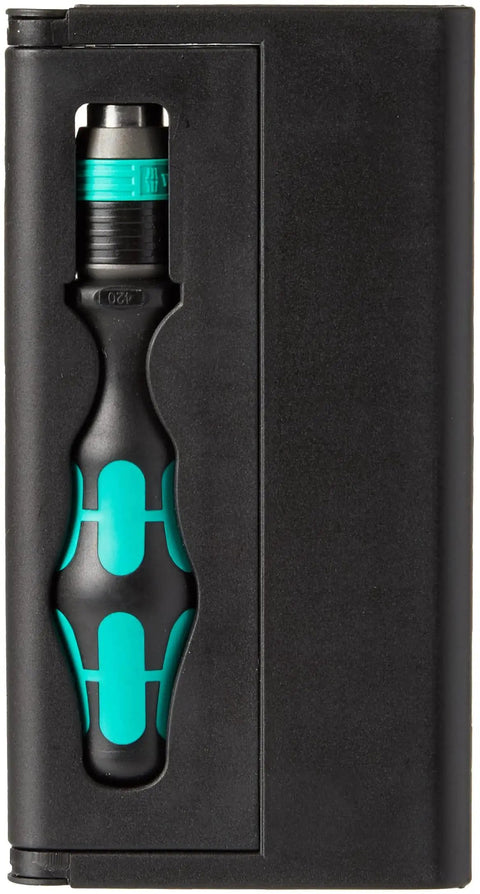 Kraftform Kompakt 10 Piece Screwdriver Set With Rapidaptor Bit Holder, Flip Up Case Showing Ergonomic Multi Component Handle