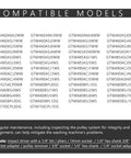 Front view of GE washer compatible models chart listing GTW model numbers.