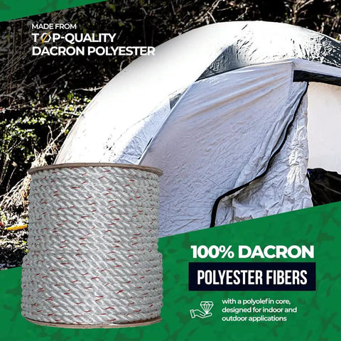 Beefy Heavy-Duty PolyDac Rope For Industrial Fall Protection And Outdoor Gear, featuring Dacron polyester by tent.