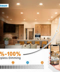 12 Pack 6 Inch 5Cct Recessed Led Lights Serving A Smooth Amber Night Halo Packing 1080 Lumens For Instant Home Vibes And Zero Hassle Dimmer Compatibility in a stylish kitchen setting.