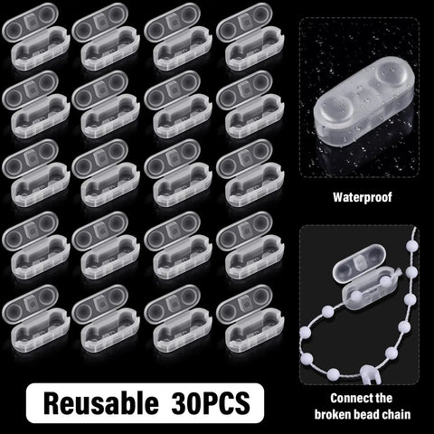 30 Pack 4.5mm Beaded Chain Connectors for Roller Shades Plastic Ball Clips for Vertical Roman Blinds Window Replacement