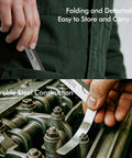 Maclia 2pc stainless steel feeler gauge set; folding, detachable blades for valve and spark plug gaps; pocket use.