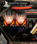 Dual Esc And Motor Cooling Fans Set For Traxxas 4x4 RC Models Keeps Velineon 3s Heat Sink Cool Blue Upgrade, installed, top view