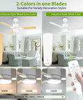 42 Inch Ceiling Fan With Light And Remote Control in farmhouse and industrial styles with dimmable LED and color temperature options