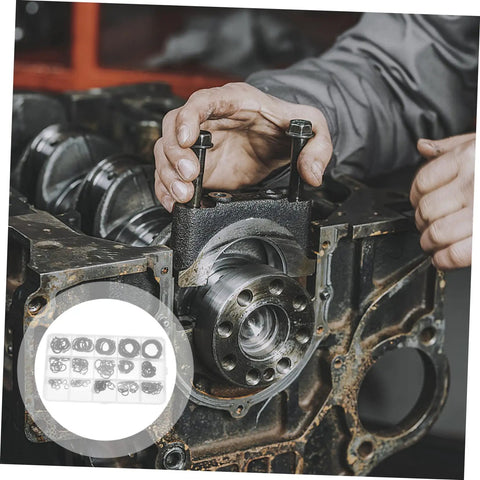 Mechanic installing 175 Piece Steel C Type External Circlip Snap Ring Assortment Kit For Automotive And Machinery on engine