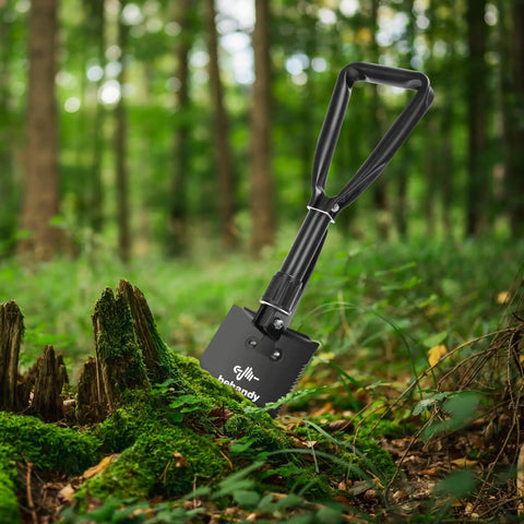 Grab And Go Folding Shovel For Car And Camping 18.5 Inch Collapsible Shovel With Pickaxe in forest scene