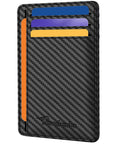 Front Pocket Minimalist Leather Wallet With RFID Blocking Carbon Fiber Texture Ultra Slim 0.12 Inch Thick Black Card Holder