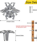 Bee Shape Brass Drawer Knobs Set Of 4 With Gold Finish, size details and installation guide, including measurements and screws.