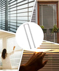 Heavy Duty 80 Piece Plantation Shutter Louver Repair Kit, Brushed Nickel Window Blind Bracket Set in use with hand adjusting blinds.