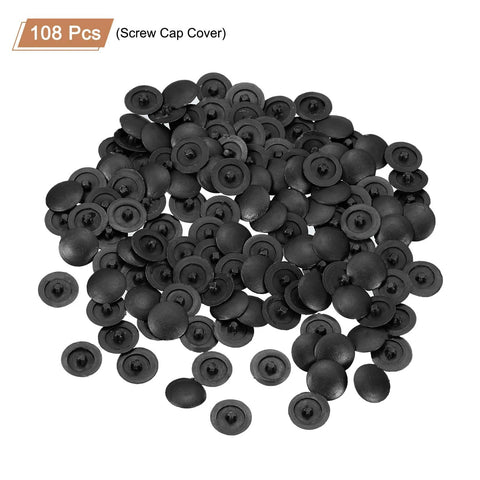 108 Pieces Plastic Screw Cap Covers For 7 To 8mm Flat Phillips Screws 12mm Outer Diameter 8mm Inner Diameter 3mm Height Black