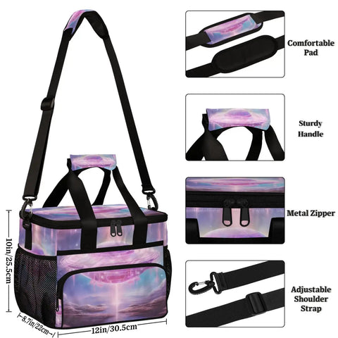Image of Insulated Picnic Backpack Lunch Bag That Slaps, Spacious 12x8.7x10 Inch Tote, with shoulder strap and sturdy handle.