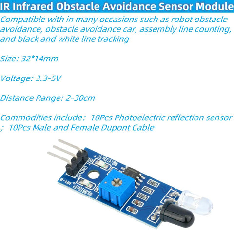 Infrared Proximity Sensor Module For Arduino Smart Car Robot 10Pcs 2-30Cm Obstacle Avoidance Reflective Photoelectric Sensor
