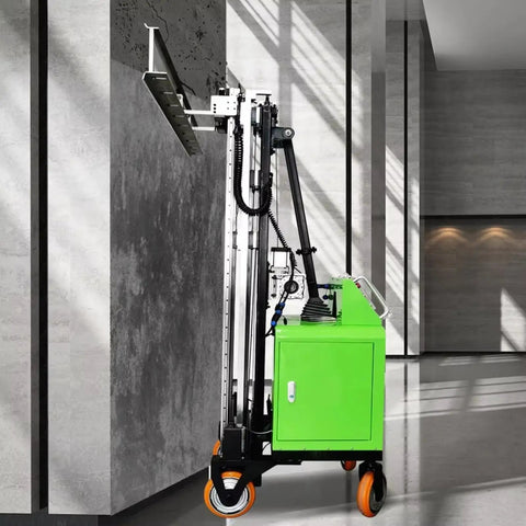 Heavy Duty Fully Automatic Cement Rendering Machine And Wall Polisher with vertical smoothing tool in modern interior.