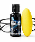 30ml Eyeglass Scratch Repair Kit With Sponge Polishing Compound Quick Fix For Glasses And Screens, displayed with eyeglasses and sponge